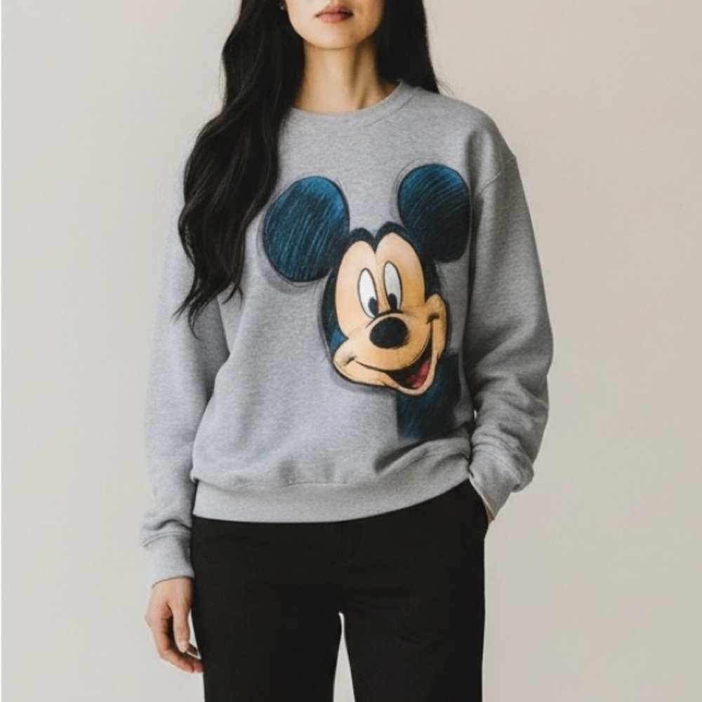 Rare Vintage Disneyland Resort Heather gray Mickey Mouse Crew Neck sweatshirt - Picture 3 of 10